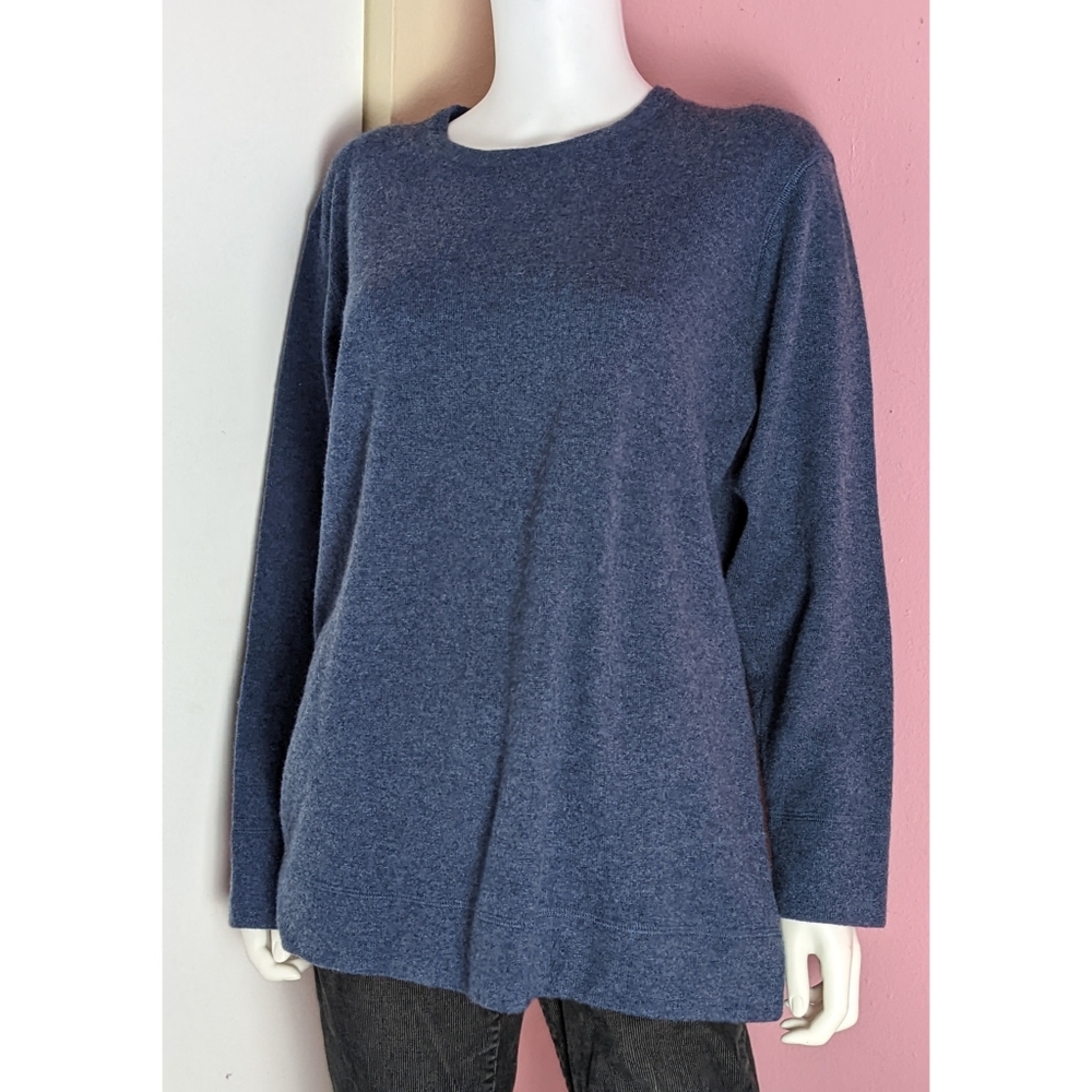 Charter Club | 2- Ply Cashmere Crewneck Sweater Denim Blue Long Sleeve Sz L